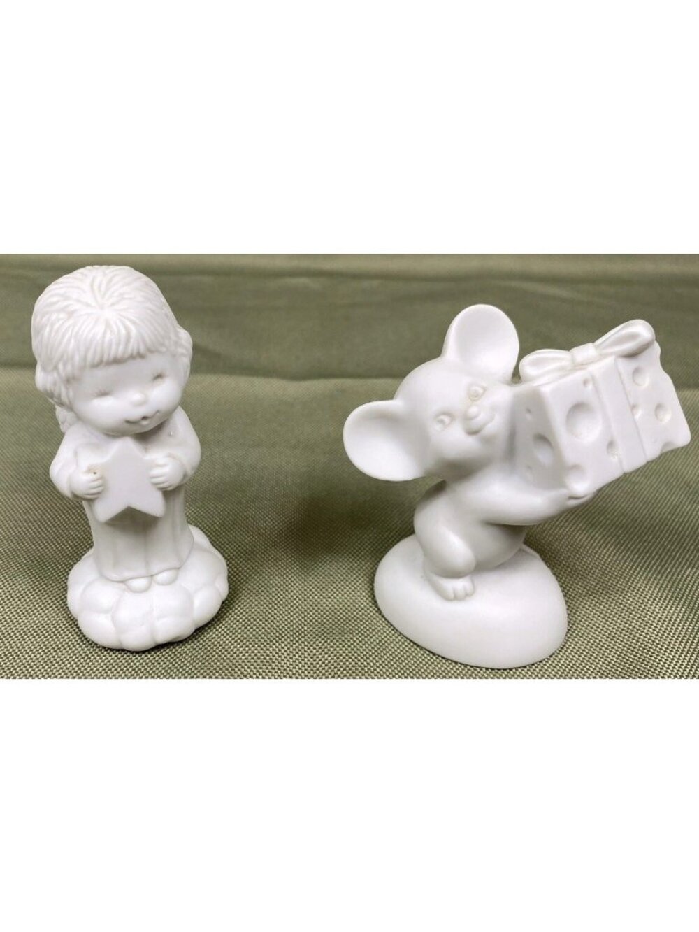 Vintage Hallmark Fine Bisque Porcelain Lot - Mouse & Angel With Star Figurine